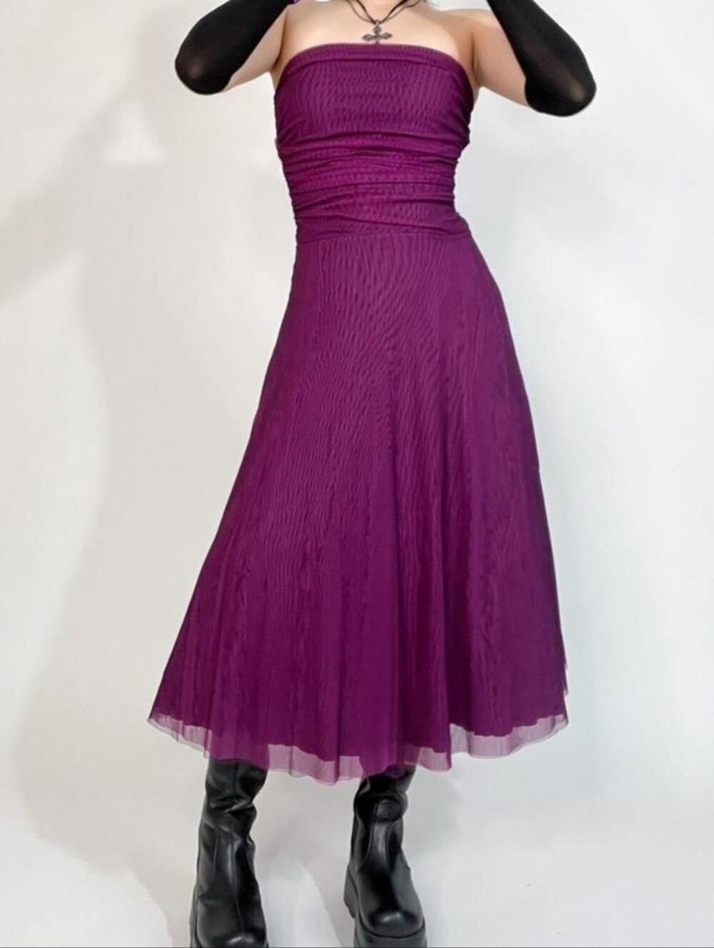 Y2k B. Smart Dark Fairy Purple Sleeveless Prom Evening Gown Midi Dress Prom 9/10